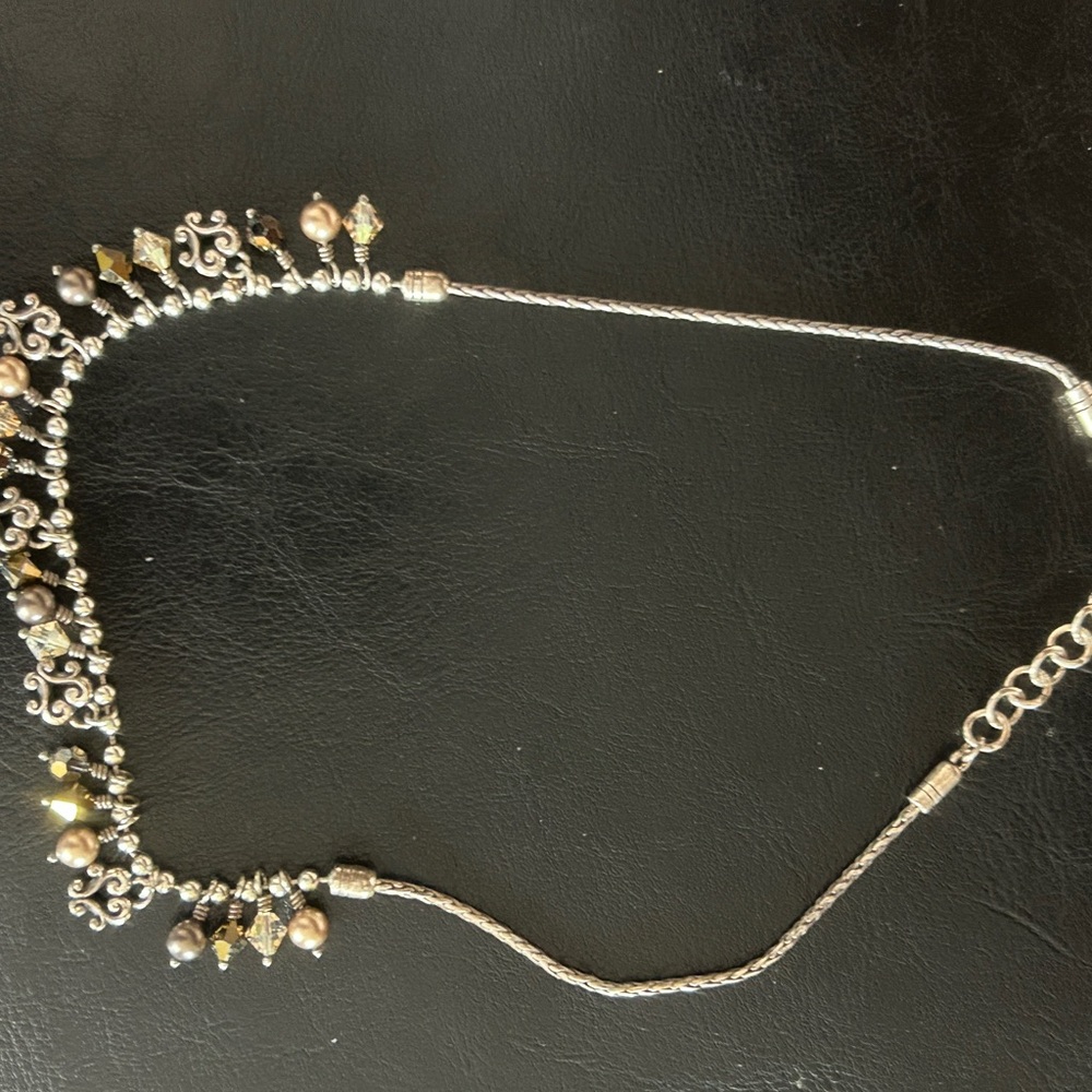 Brighton  Cannes Necklace Silver Plate Iridescent Bronze Gold Swarovski Crystals